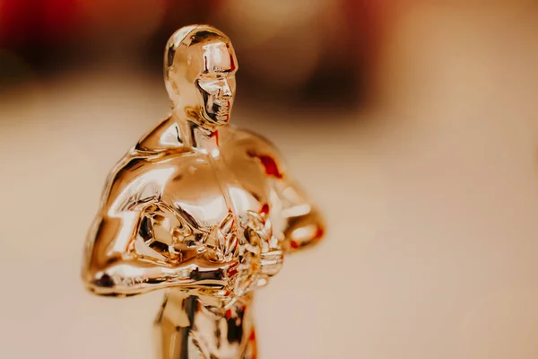 Adaylık Oscar Ödül Konsepti Zafer Başarı Için Altın Heykel Akademi — Stok fotoğraf