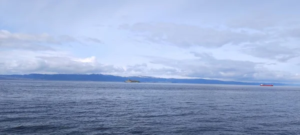 stock image Trondheim Fjord on cloudy day in spring, Norway