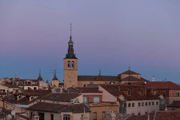 Segovia Spain January 2022 Panoramic View Segovia Towers Cathedral Sunset — Foto de Stock