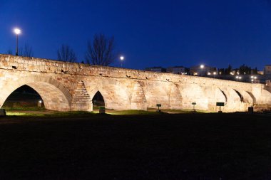 Salamanca, İspanya - 7 Ocak 2021: Puente Romano de Salamanca