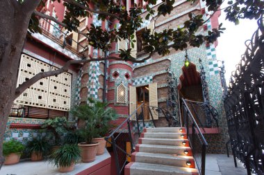 Barcelona, Spain - October 2023: Casa Vicens, designed by Gaudi, showcases intricate tile work and vibrant colors. clipart