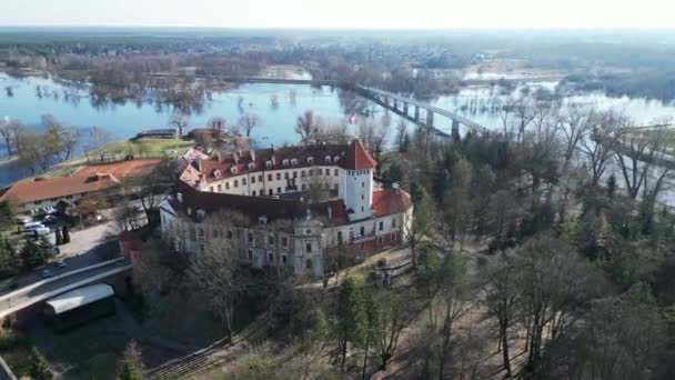 Blick Auf Die Stadt Pultusk Polen Blick Auf Die Burg — Stockvideo