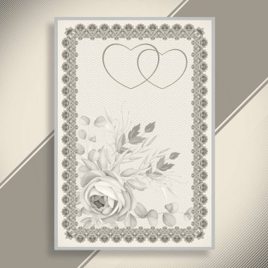 Çiçek düğün davetiye kartı şablonu.