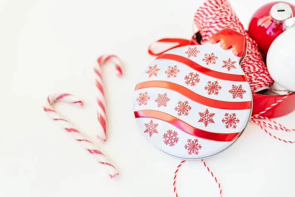Los Caramelos Navidad Junto Con Los Juguetes Para Árbol Navidad —  Fotos de Stock