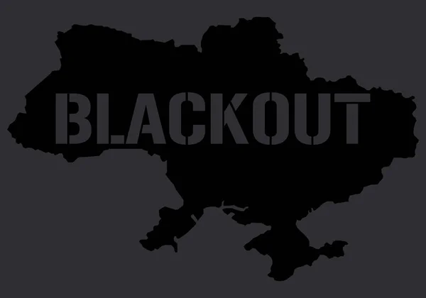 Blackout Concept Black Ukraine Map Dark Text Power Outage Country — Stock Vector