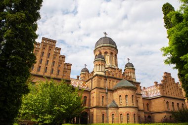Chernivtsi Ukraine - 19.05.2019: Central building of Chernivtsi University. Ancient building, UNESCO World Heritage