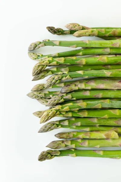 Fresh Sliced Asparagus Plant White Background Top View Vegan Healthy — Stock Photo, Image
