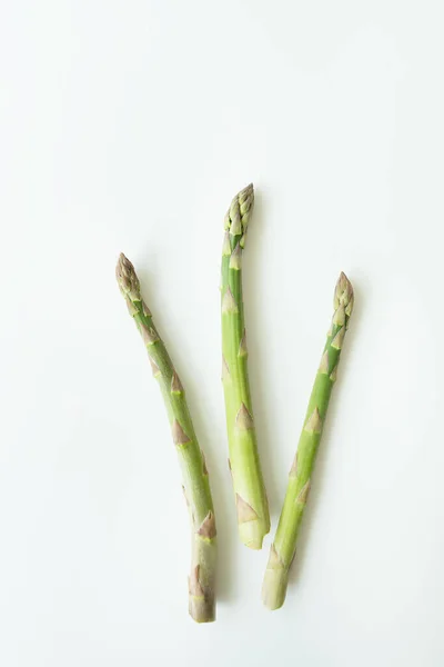 Fresh Sliced Asparagus White Background View Vegan Healthy Food Vertical — Stock Photo, Image