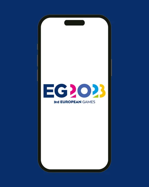Kiev Ukraina Juni 2023 Officiell Logotyp För Europeiska Spel Telefon — Stock vektor