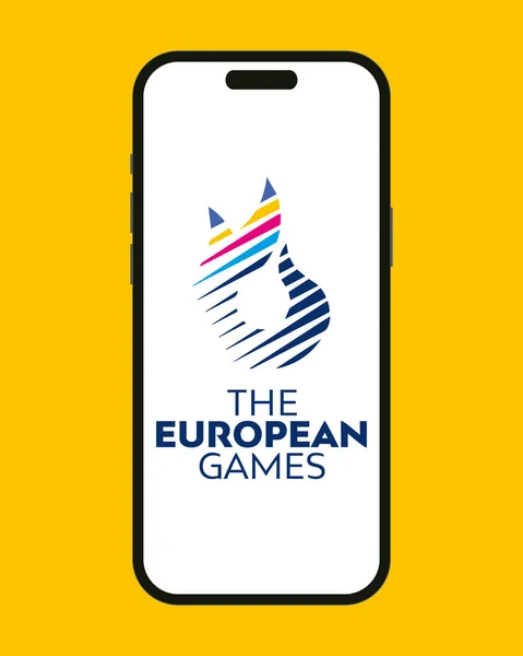 Kiev Ucrânia 2023 Logotipo Dos 3Os Jogos Europeus Por Telefone —  Vetores de Stock