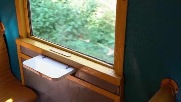 이동하는 빈티지 수레의 창에서 수있습니다 날에는 천천히 들어가 객차의 창문을 — 비디오