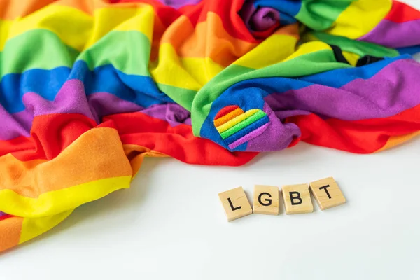 Bandera Arco Iris Comunidad Lgbt Igualdad Derechos Para Todos Inscripción — Foto de Stock