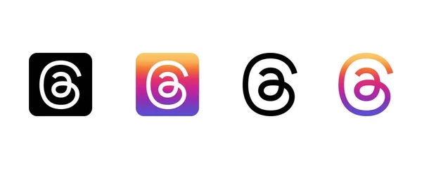 Kyiv, Ukrayna - 10 Temmuz 2023: Başlık uygulaması vektör logosu. Bu, Instagram 'dan yeni bir sosyal ağ. Siyah renk ve Instagram gradyan logoti. Twitter 'ın yerine Meta' dan iplikler