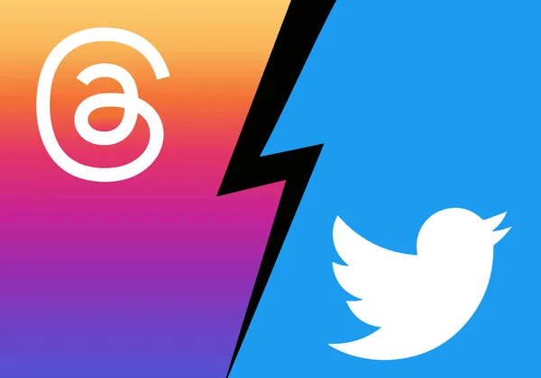 Kyiv Ukraina Juli 2023 Aplikasi Threads Aplikasi Twitter Pertempuran Untuk - Stok Vektor