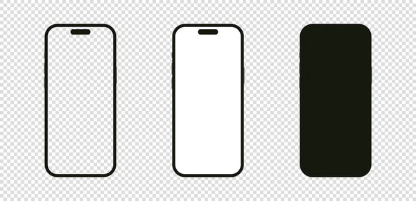 ウクライナのキエフ 2023年7月10日 モックアップ新世代携帯電話 Iphone Pro Maxベクトルイラストのセット インフォグラフィック デザインアプリのために隔離された透明な背景とクリッピングパスを持つ空白の画面 — ストックベクタ