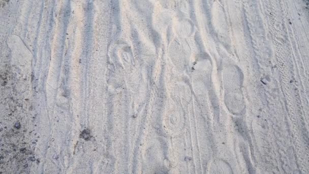 Diverse Impronte Scarpe Terreno Marrone Polveroso Sotto Raggi Del Sole — Video Stock