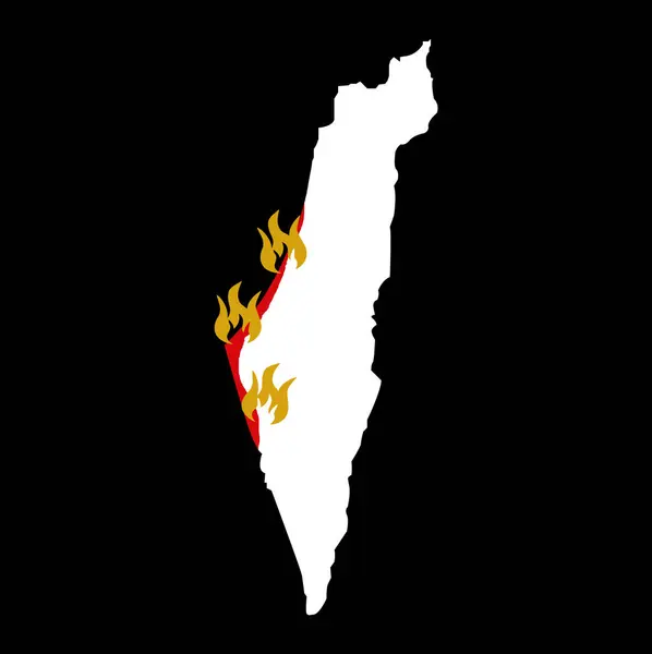 하마스가 이스라엘을 공격했어 전쟁을 멈춰요 이스라엘을 구해줘 불타는 영토와 불꽃을 — 스톡 벡터