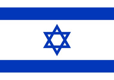 İsrail Resmi Bayrağı - doğru renkler. İsrail bayrağı, David Star ile birlikte ulusal renklerde. Vektör illüstrasyonu arka planda mavi ve beyaz bayrak izole edildi