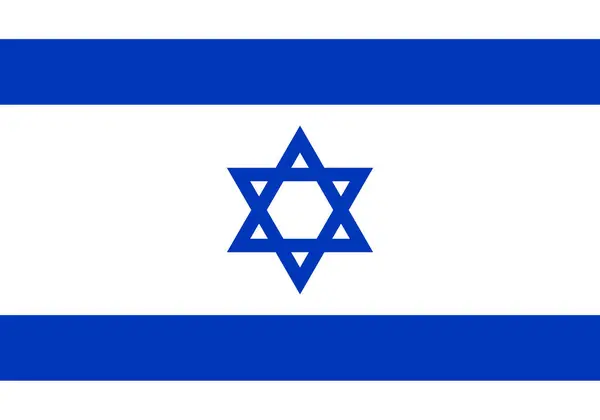 以色列官方旗帜 正确的颜色 以色列国旗上的国家颜色与大卫星 背景上孤立的蓝白相间的矢量图解 — 图库矢量图片#