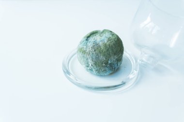 Küfle kaplı eski bir limon. Limon bozulmuş ve çürümüş.