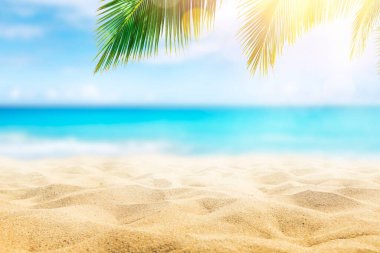 Tropical beach with sun light wave abstract background. Copy space of summer vacation and business travel concept