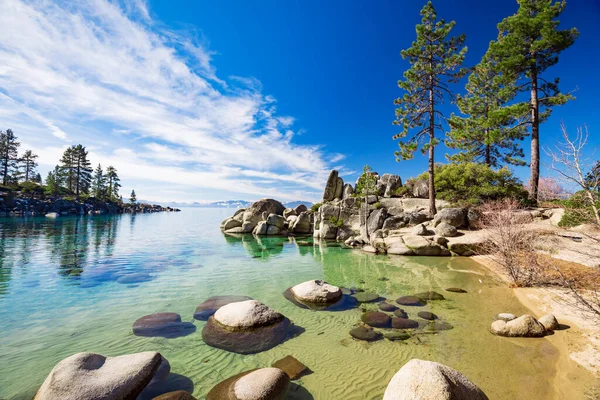Lago Tahoe Spiaggia Sulla Riva Orientale Giornata Sole — Foto Stock