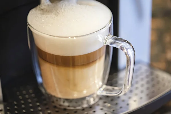Latte Kawy Szklance Ekspres Kawy — Zdjęcie stockowe