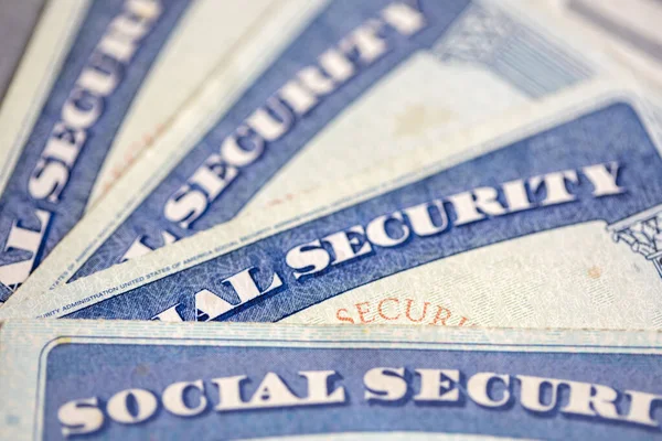 Карты Социального Страхования Концепция Пенсионного Пособия Лицензионные Стоковые Изображения