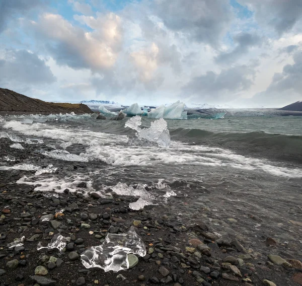 Lago Glacial Jokulsarlon Lagoa Com Blocos Gelo Islândia Situado Perto — Fotografia de Stock