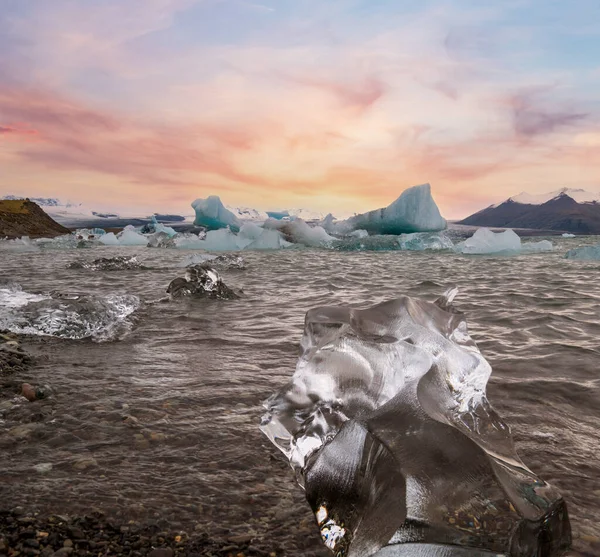 Jokulsarlon Glacial Lake Lagoon Ice Blocks Iceland Situated Edge Atlantic — Stock Photo, Image