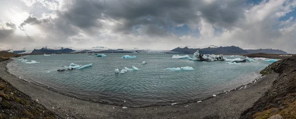 Lago Glacial Jokulsarlon Lagoa Com Blocos Gelo Islândia Situado Perto — Fotografia de Stock