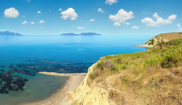 Morgon Sommar Hav Klippiga Kusten Landskap Narta Lagunen Vlorë Albanien — Stockfoto
