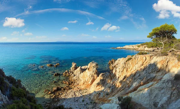 Aegean Sea Coast Evening Landscape Aquamarine Water View Mega Portokali — Stock Photo, Image