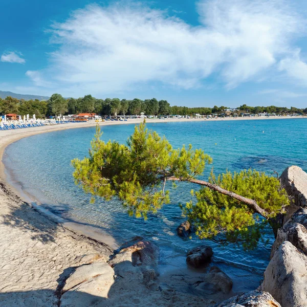Summer Morning Platanitsi Beach Sithonia Peninsula Chalcidice Greece People Unrecognizable — Stock Photo, Image