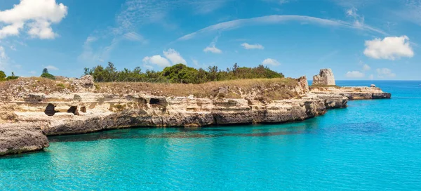 Antiguas Cuevas Pequeñas Pintoresca Costa Del Mar Adriático Área Arqueológica — Foto de Stock