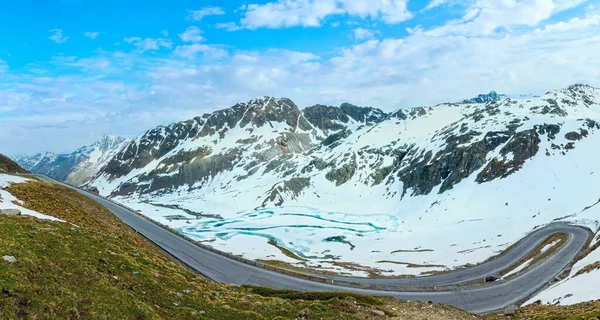 Road Summer Alps Mountain Frozen Lake Austria Panorama — Stock Photo, Image
