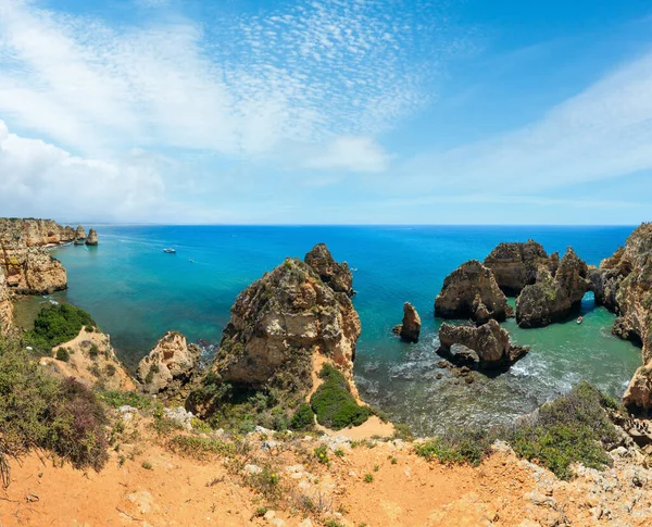 Ponta Piedade Grupo Formações Rochosas Longo Costa Cidade Lagos Algarve — Fotografia de Stock