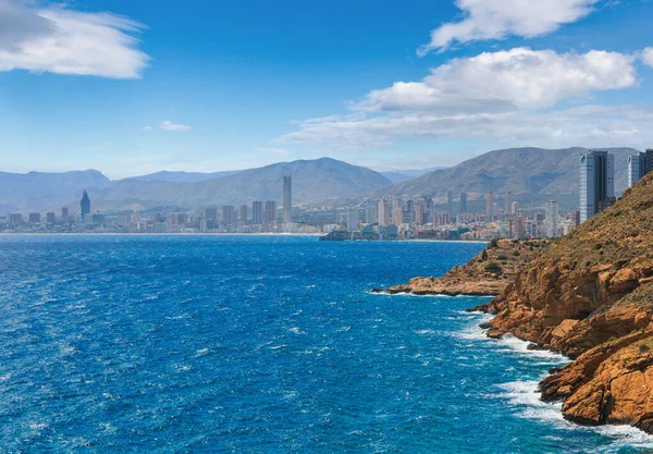Benidorm Město Pobřeží Letní Výhled Costa Blanca Alicante Španělsko Lidé — Stock fotografie