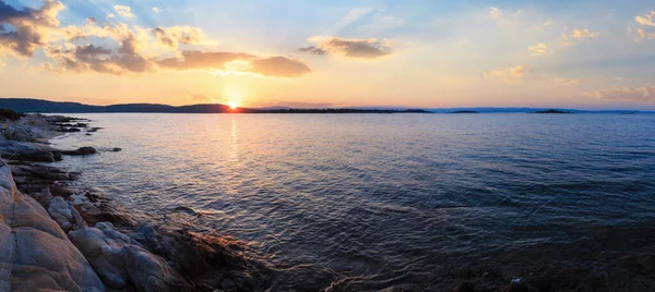 Ägäis Küstenlandschaft Blick Auf Den Sonnenuntergang Vom Strand Karidi Chalkidiki — Stockfoto