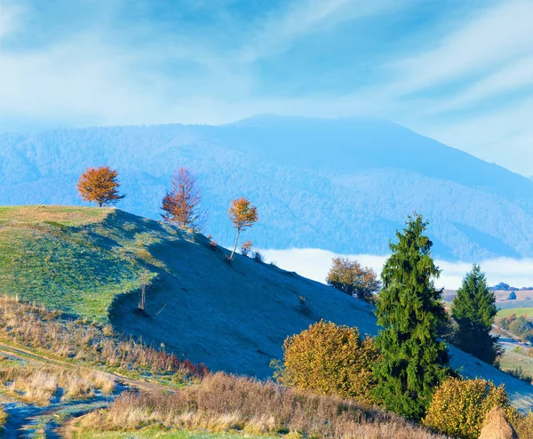 Herfst Mistige Ochtend Berg Heuvel Karpaten Oekraïne — Stockfoto