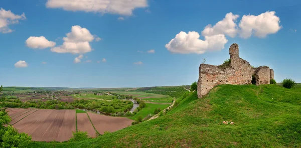 チェルノコジネツキー城遺跡の春ビュー チェルノコジンシー村 カマニェッツ ポディルスキー地域 Khmelnytsky州 ウクライナ 14世紀後半に建てられた — ストック写真
