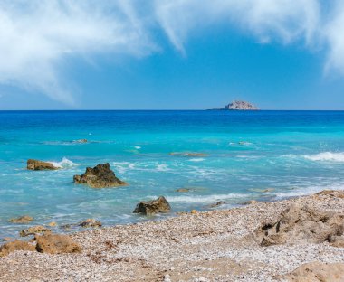 Güzel yaz Lefkada sahil taşlı beach, Yunanistan, İyon Denizi