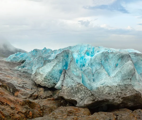 Παγετώνας Της Νορβηγίας Λεπτομερής Μέρει Από Κοντινή Απόσταση Μελόι Νορβηγία — Φωτογραφία Αρχείου