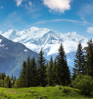 Mont blanc Dağı massif (chamonix valley, Fransa, görünümden plaine joux ilçe sınırı).