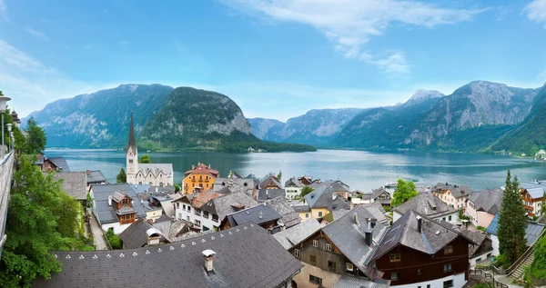 Beautiful Summer Alpine Hallstatt Town Lake Hallstatter See View Austria — Stock Photo, Image