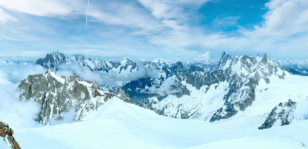 Mont Blanc Macizo Montaña Panorama Verano Vista Desde Aiguille Midi —  Fotos de Stock