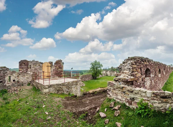 Pidzamochok Castle Spring Ruins Panorama Buchach District Ternopil Region Ukraine — Stock Photo, Image