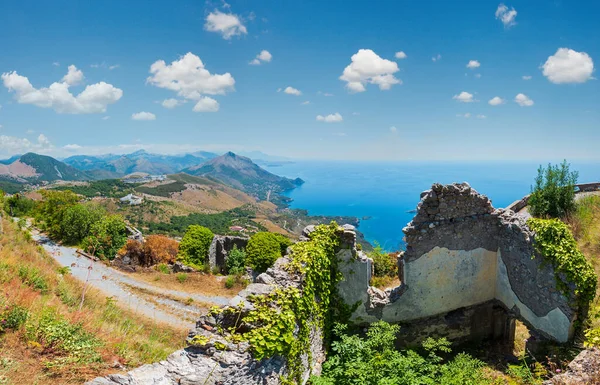 Sommaren Tyrrenska Havet Kusten Från San Biagio Mountain Hill Vägen — Stockfoto