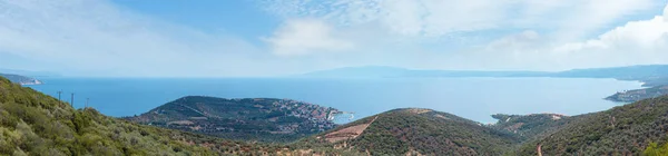 Summer Aegean Sea Coast Top View Pyrgadikia Village Shore Sithonia — Stock Photo, Image
