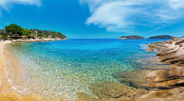 Beautiful Summer Aegean Sea Rocky Coast Landscape Sithonia Lagonisi Beach — Stock Photo, Image